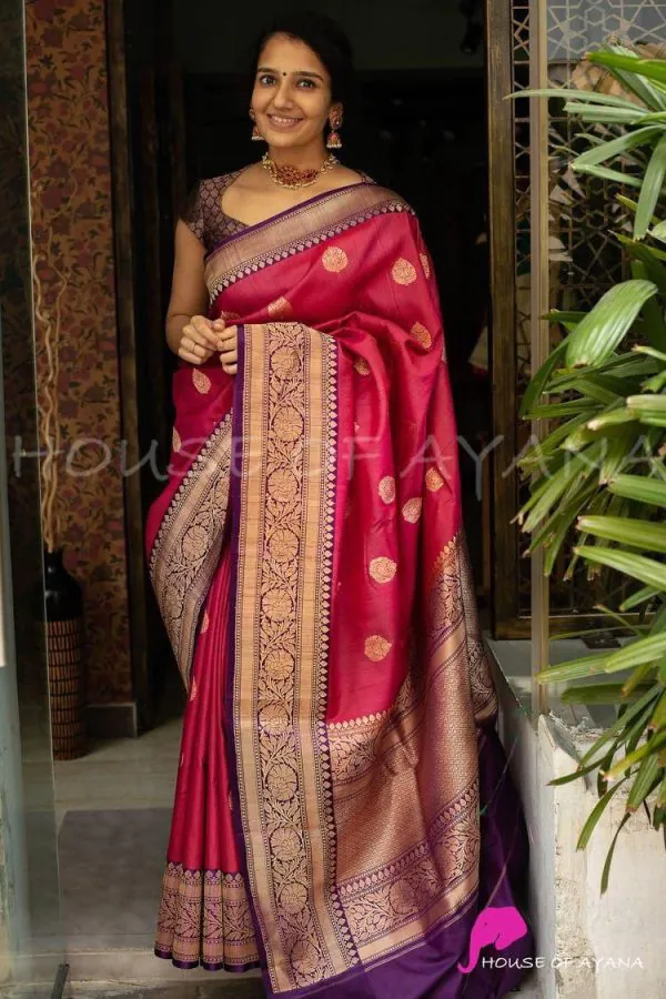 Superb Red Color Soft Lichi Silk Cloth Beautiful Rich Pallu Saree