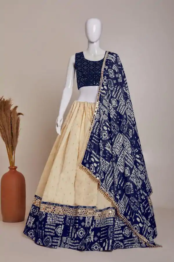 Superb White Color Heavy Jecard Silk Embroidery Lehenga Choli