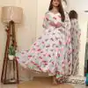 Superb White Georgette Embroidered Swarovski Anarkali Suit