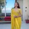 Superb Yellow Color Faux Georgette Thread With Sequence Saree