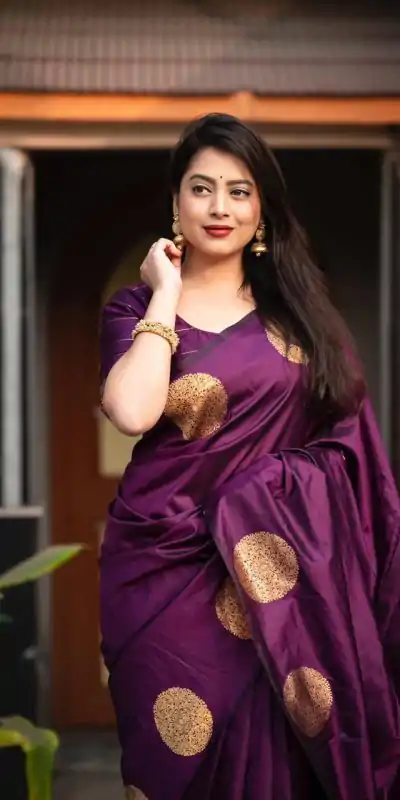 KP 5062 Dark Purple Color Soft Lichi Silk Jacquard On All Over Saree Casual, Party Wear, Wedding, Events Etc. Expected Delivery 4-6 Working Days @1299/- | Bollywood Sarees, Creative Sarees, Designer Sarees, Embroidered Sarees, Ethnic Saree, Modern Digital sarees, Party Wear Sarees, Sarees