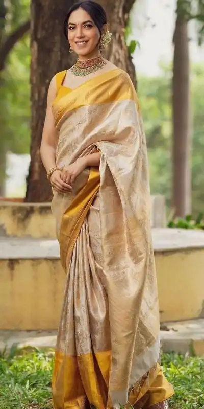 KP 5068 Golden Color Soft Lichi Silk Cloth Beautiful Rich Pallu Saree Casual, Party, Wedding, Festive, Events Etc.  Expected Delivery  4-6 Working Days @1449/ | Bollywood Sarees, Creative Sarees, Designer Sarees, Embroidered Sarees, Ethnic Saree, Modern Digital sarees, Party Wear Sarees, Sarees