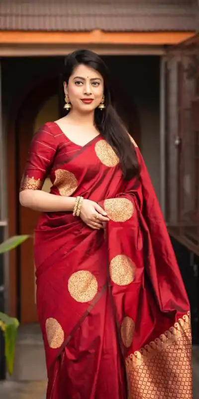 KP 5062 Maroon Color Soft Lichi Silk Jacquard On All Over Saree Casual, Party Wear, Wedding, Events Etc. Expected Delivery 4-6 Working Days @1299/- | Bollywood Sarees, Creative Sarees, Designer Sarees, Embroidered Sarees, Ethnic Saree, Modern Digital sarees, Party Wear Sarees, Sarees