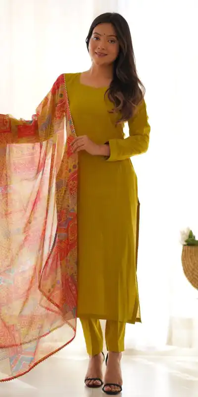 Aglow Dark Mustard Color Pure Viscose Fabric Straight Fit Kurta