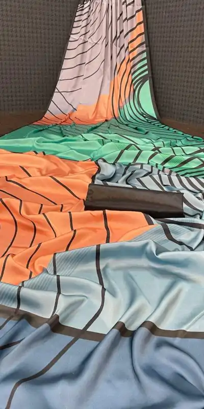 Aglow Grey Color Devsena Soft Silk Digital Printed Work Saree