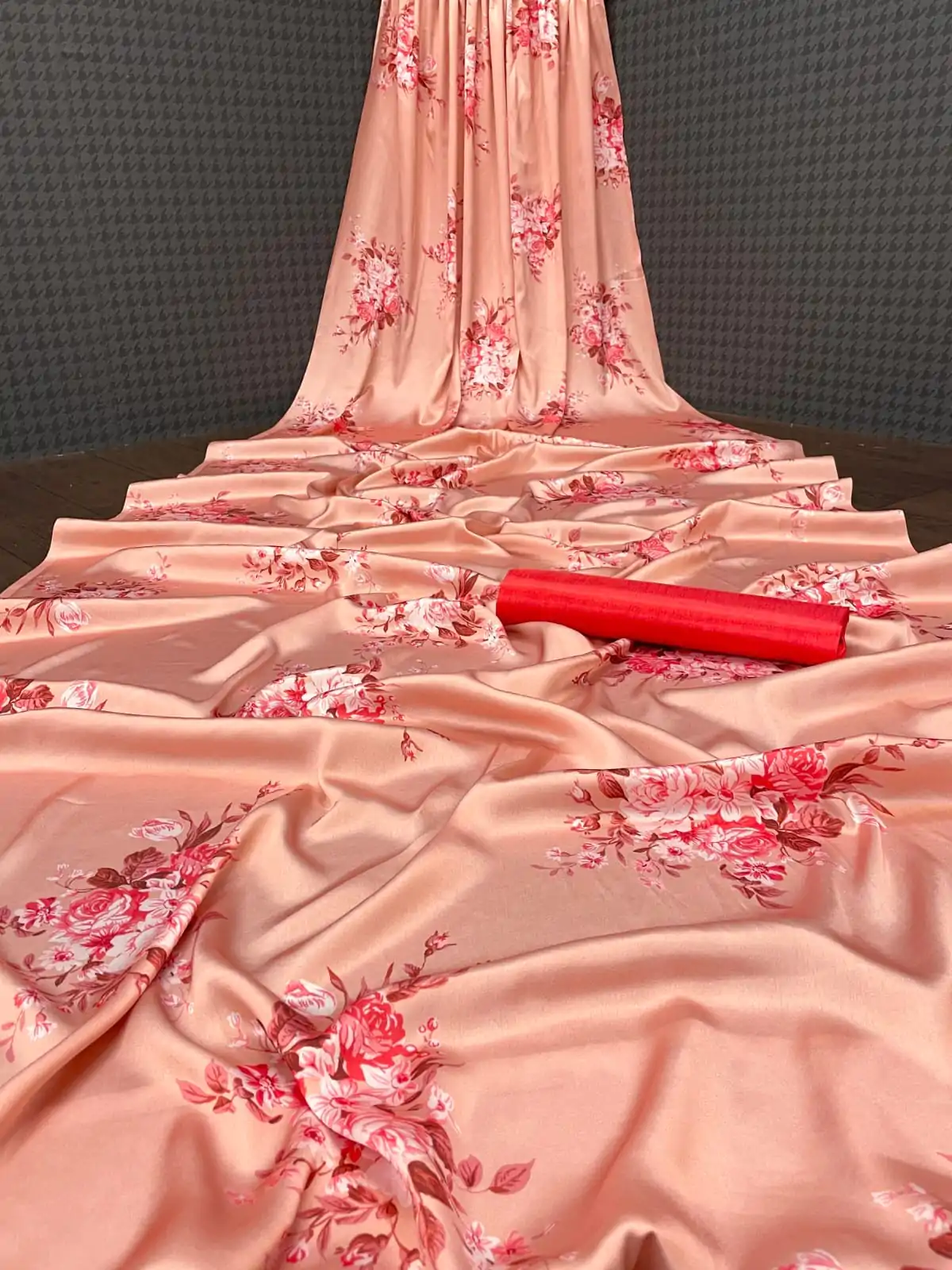 Aglow Light Peach Color Devsena Soft Silk Digital Printed Saree