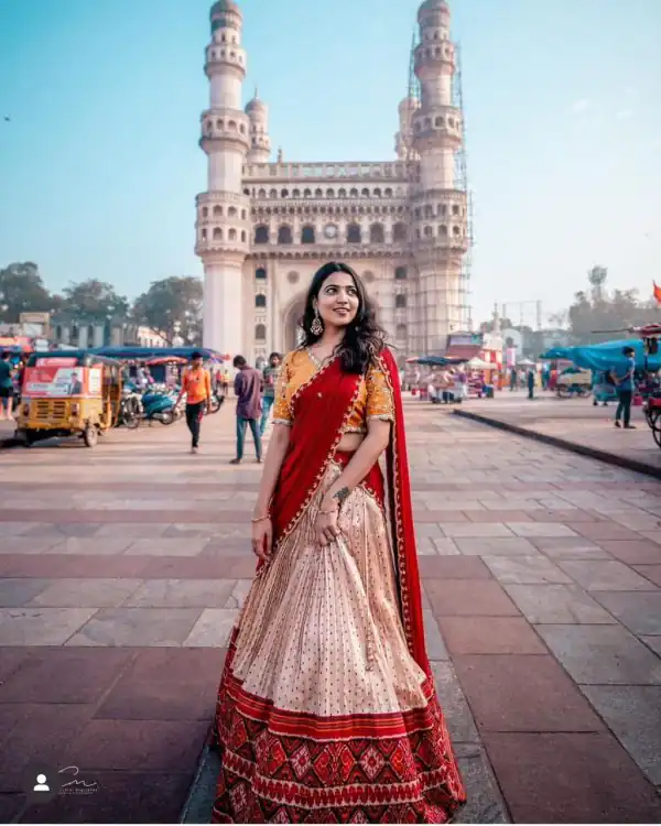 Aglow Light Pink Mono Slab Embroidery Digital Print Lehenga Choli
