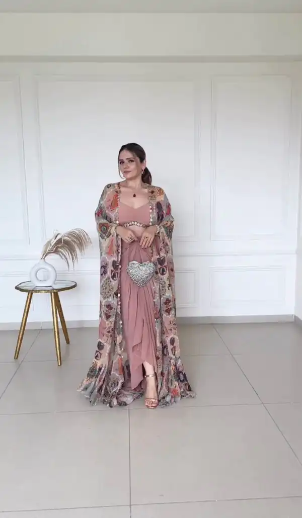 Aglow Peach Color Silk Digital Printed Fancy Lace Salwar Suit (Copy)