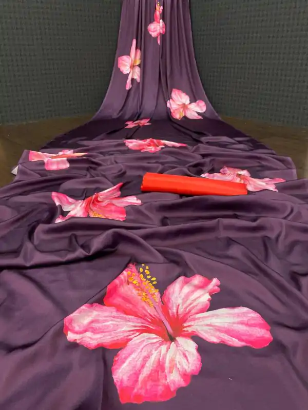 Aglow Purple Color Devsena Soft Silk Digital Printed Work Saree