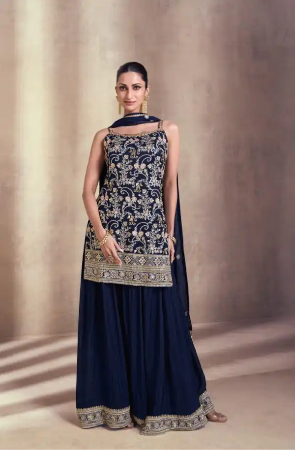 Artful Blue Color Georgette Embroidery Work Salwar Suit