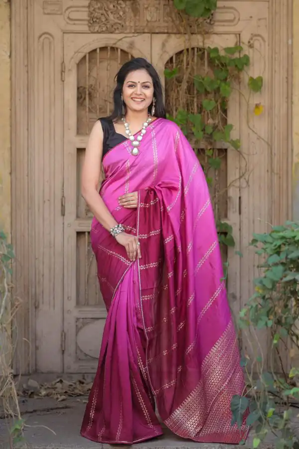 Artful Pink Color Jacquard Rich Pallu On All Over The Saree