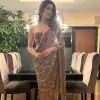Beautiful Brown Color Georgette Embroidery Sequence Work Saree