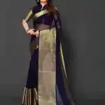 Beautiful Navy Blue Color Chiffon Running Chiffon Blouse Saree