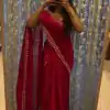 Elegant Red Color Soft Jimmy Choo Embroidery Sequence Saree