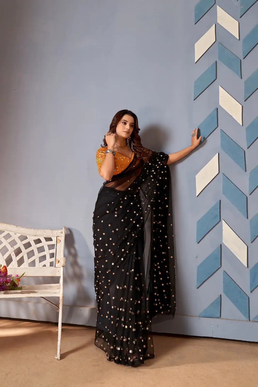 Glamorous Black Color Heavy Butterfly Net Embroidery Saree - Image 2