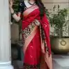 Good-Looking Red Color Soft Lichi Silk Butti Work Saree