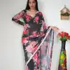 Grand Black Color Pure Soft Georgette Silk Design All Over Saree