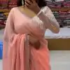 Grand Light Orange Georgette Shining Diamond All Over Saree