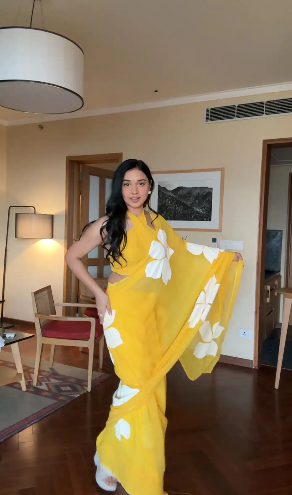 Aglow Yellow Color Pure Soft Georgette Silk Design All Over Saree - Image 2