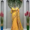 Magnificent Yellow Color Dola silk Thread Sequence Saree