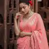 Majestic Peach Color Georgette Beautiful Embroidery Saree