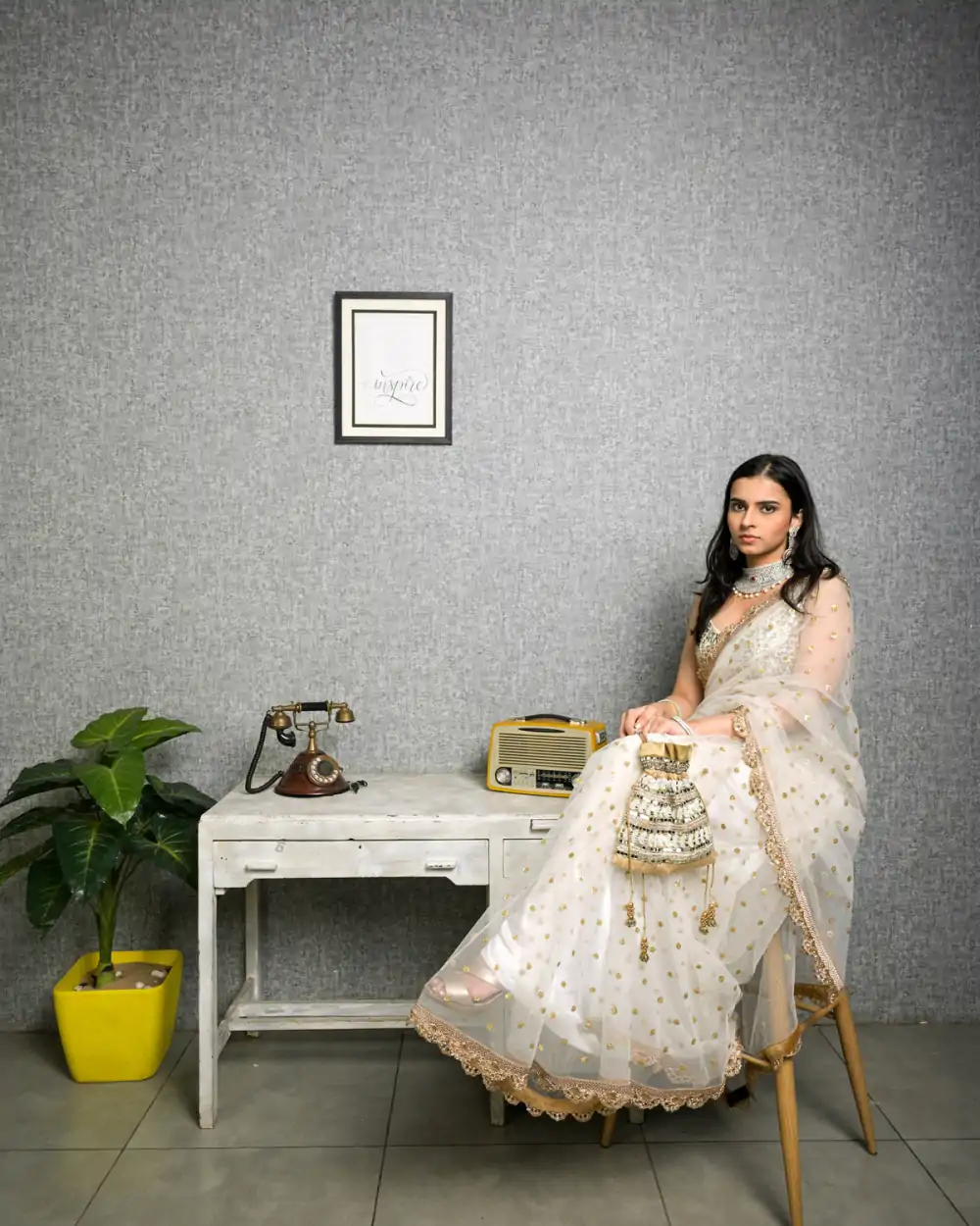 Majestic White Color Nylon Butterfly Net Sequence Thread Saree - Image 2