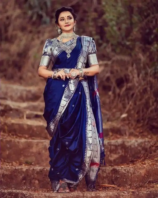 Mesmerizing Blue Color Soft Lichi Silk Silver Zari Design Saree