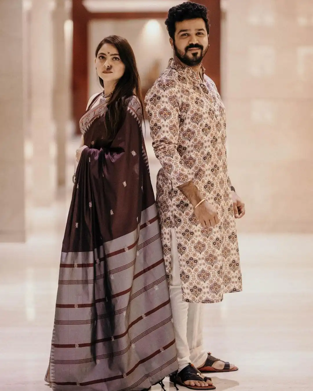 Mesmerizing Coffee Color Soft Lichi Silk Silver Zari Design Saree - Image 3