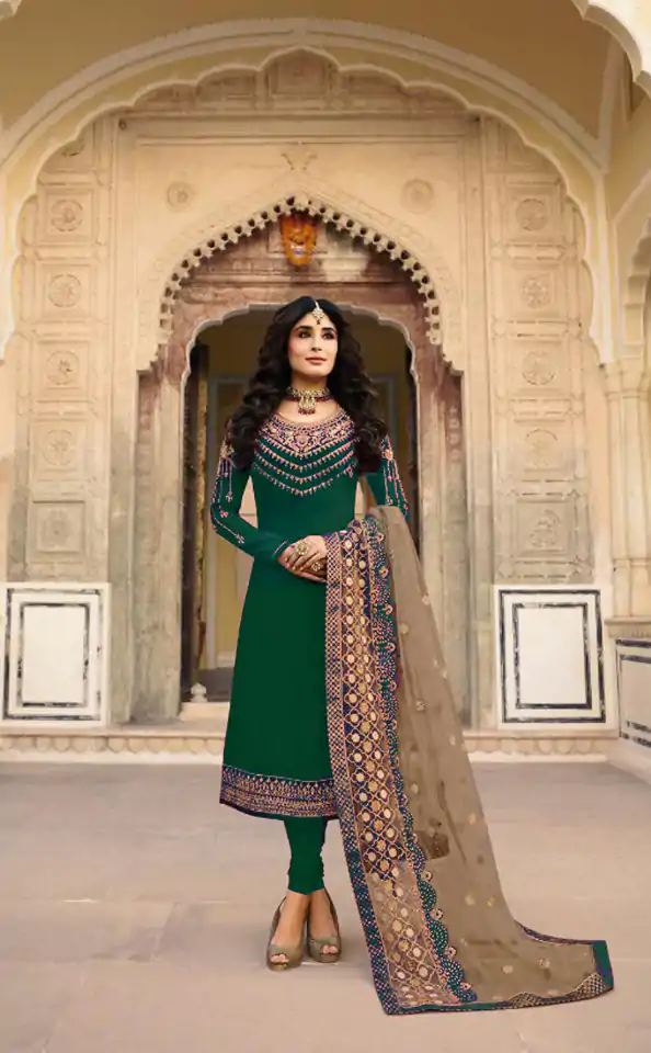 Musical Green Color Georgette Embroidered Sequence Salwar Suit