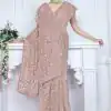 Mystical Brown Butterfly Net Embroidery Sequence Saree