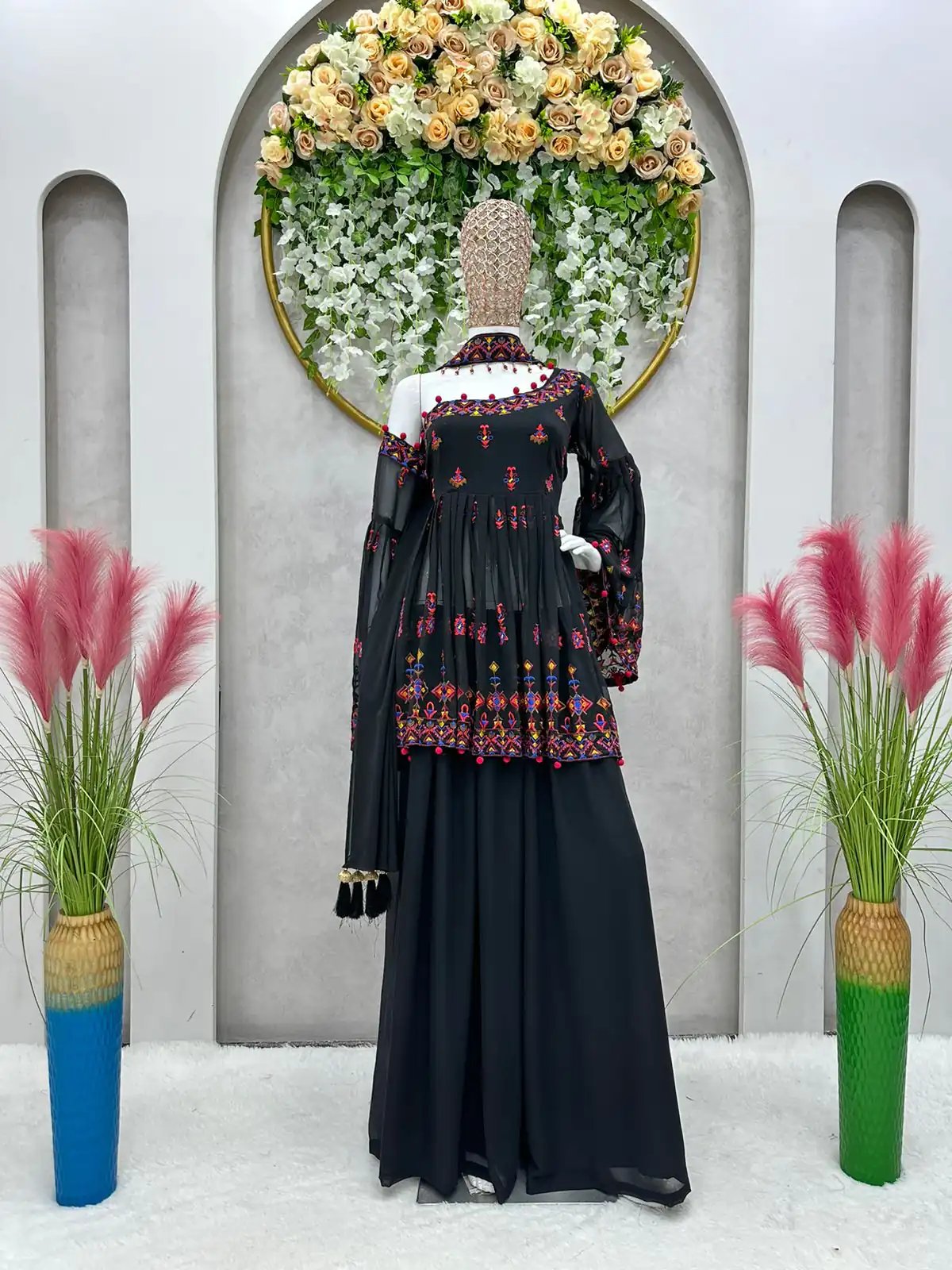 Nice Black Color Georgette Thread Sequence Work Salwar Suit