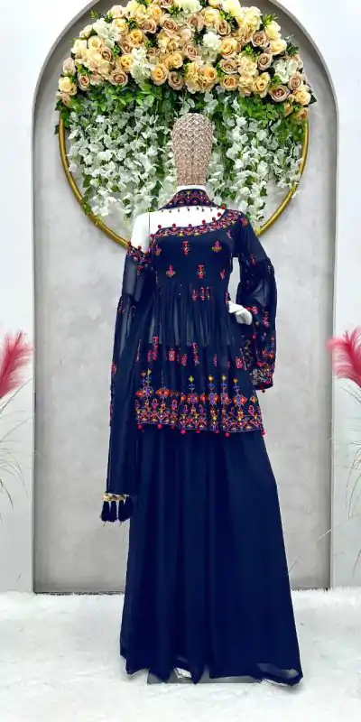 Nice Blue Color Georgette Thread Sequence Work Salwar Suit