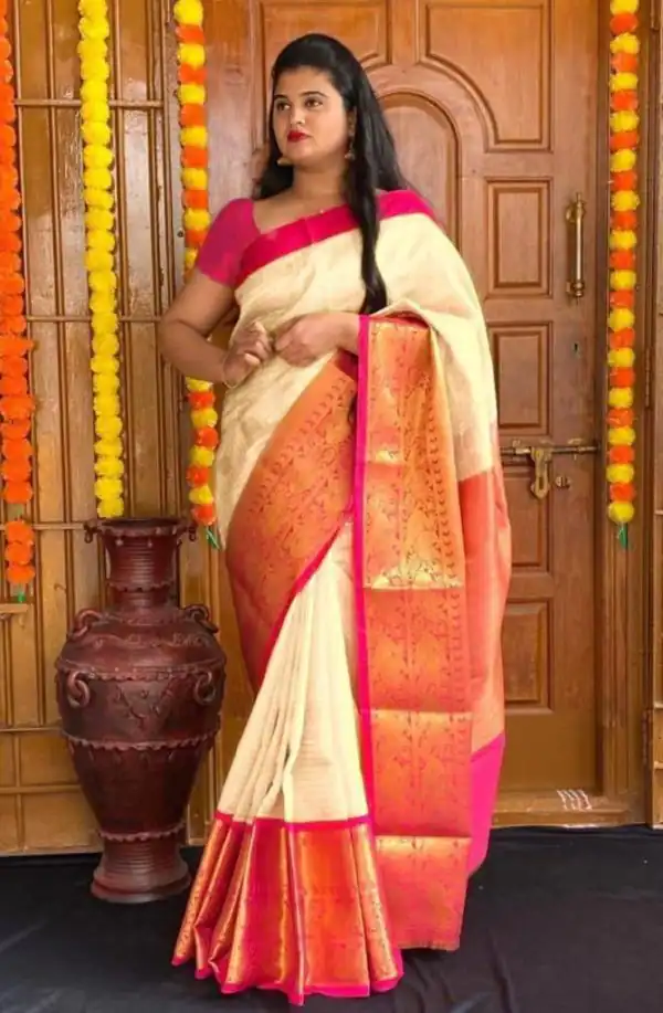 Peaceful White Color Soft Lichi Silk Jacquard  All Over Saree