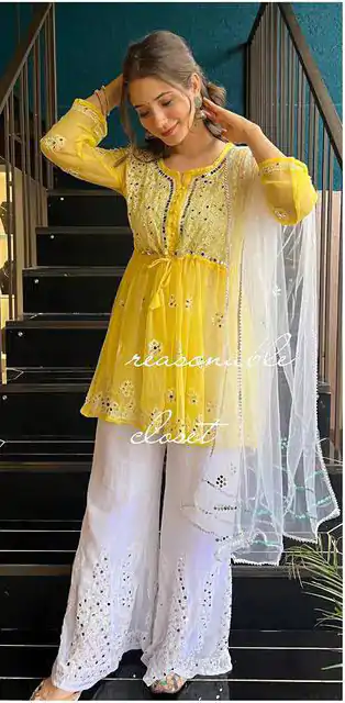 Peaceful Yellow Color Georgette Embroidery Mirror Salwar Suit
