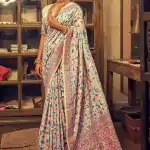 Perfect Cream Color Kashmiri Running Thread Zari Work Saree