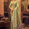 Perfect Green Color Kashmiri Running Thread Zari Work Saree