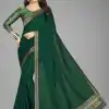 Perfect Green Color Vichitra Silk  Rich Pallu Jacquard Border Saree