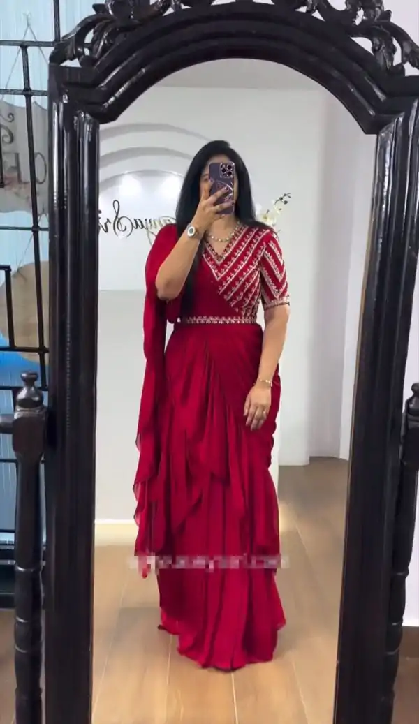 Pretty Cerise Color Choline Embroidery Sequence Lehenga Choli