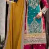 Rashmika Mandanna Blue Color Georgette Embroidery Salwar Suit
