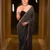 Sightly Black Color Georgette Embroidery Zari Thread Work Saree