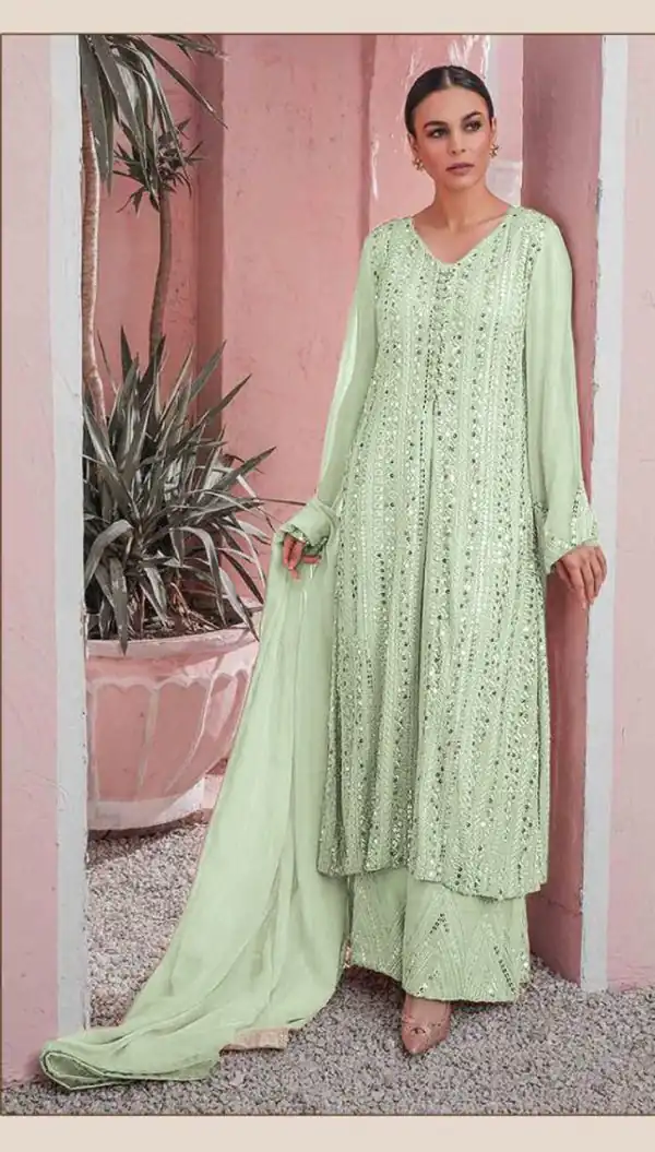 Special Green Color Georgette Embroidered Sequence Salwar Suit