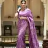 Splendorous Light Purple Soft Lichi Silk Jacquard All Over Saree