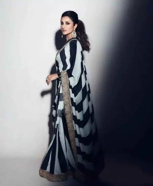 Sublime Black Color Georgette Silk Zari & Thread Work Saree