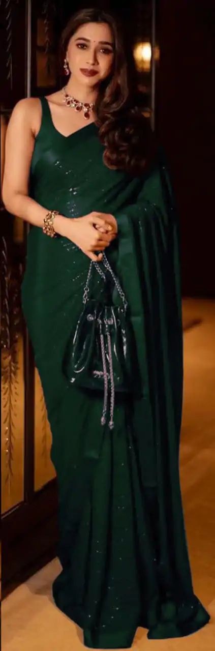 Sublime Green Color Georgette Thread Sequence Work Saree