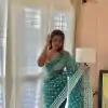 Sublime Peacock Green Color Organza Embroidery Thread Saree