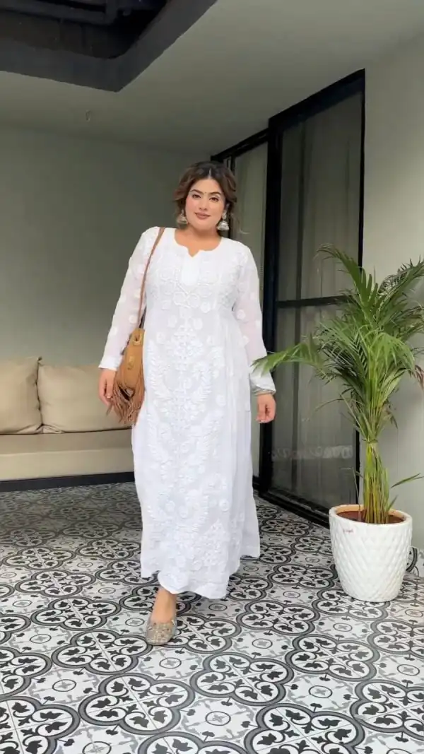 Sublime White Color Reyon Thread Sequence Work Salwar Suit