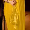 Sublime Yellow Color Georgette Thread Sequence Work Saree