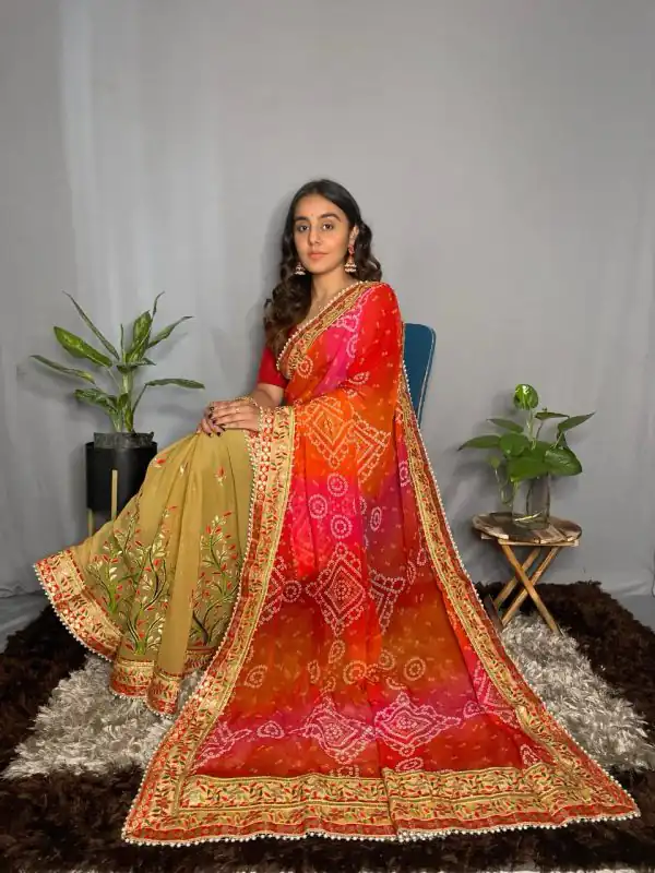 Superb Mastered Color Chiffon Material Double Shaded Saree