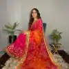Superb Pink Color Chiffon Material Double Shaded Work Saree