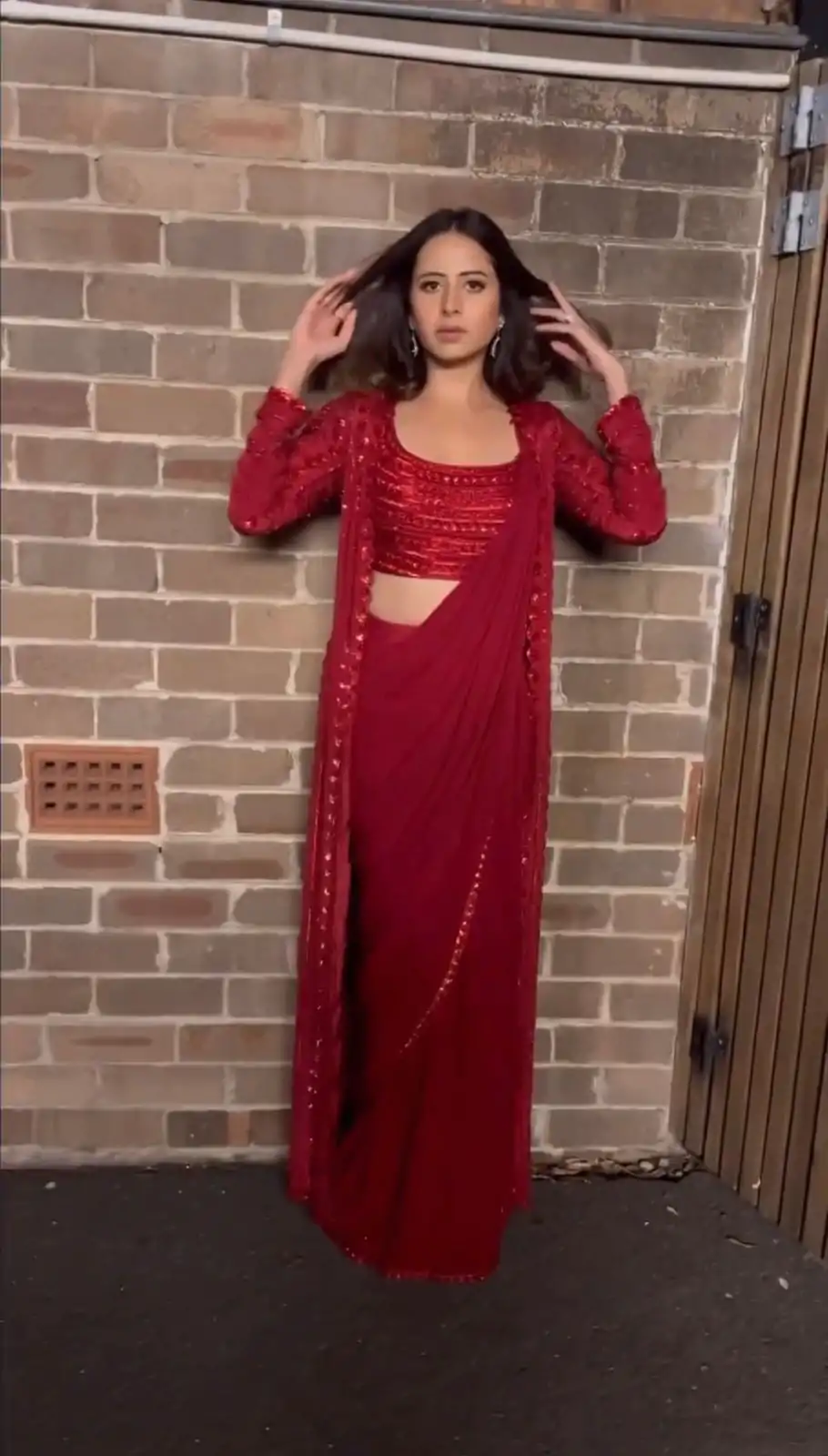 Alluring Red Color Georgette Thread Sequence Work Saree